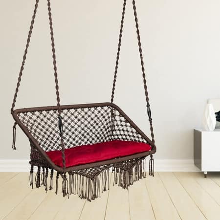 Swingzy Premium Large Double Seater Swing Chair with Cushion Brown