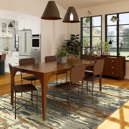 Reyna Orange Abstract Hand-Tufted Viscose 6X4 Feet Carpet