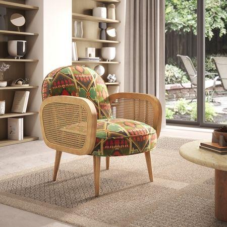 Arna Lounge Chair In Aztec Bloom Velvet