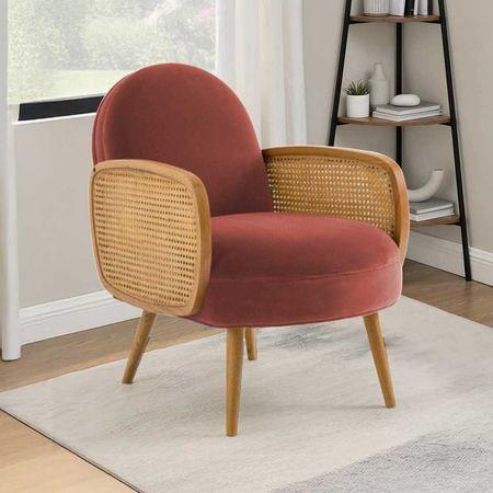 Holden Cane Accent Chair in Pink Colour