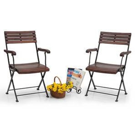 Masai Solid Wood Arm Chair Set of 2 in Teak Finish