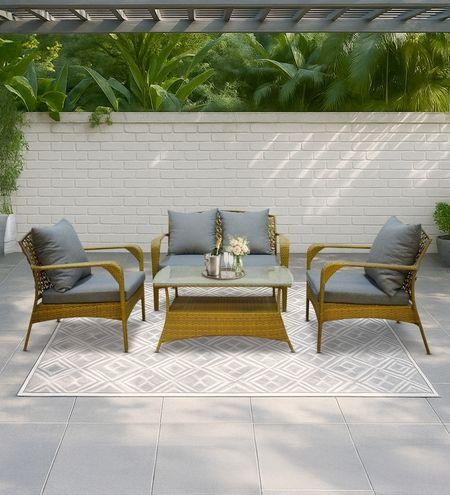 Dijon 2+1+1 Seater Wicker Sofa Set in White Colour