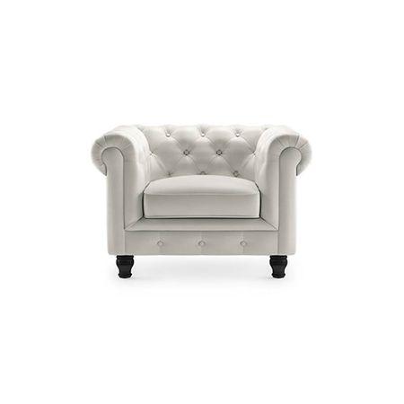 Winchester 1 Seater Half Leather Sofa in White Colour