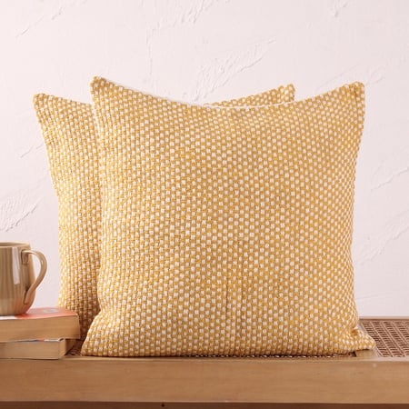 Vindhya Set Of 2 Cushion Covers With Yellow Colour