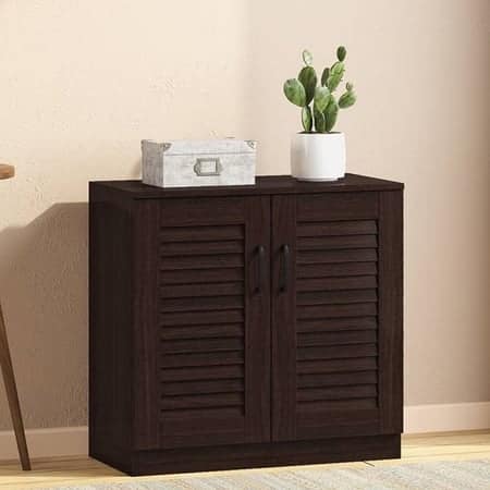 Bennis 9 Pair Shoe Rack in Dark Walnut Finish