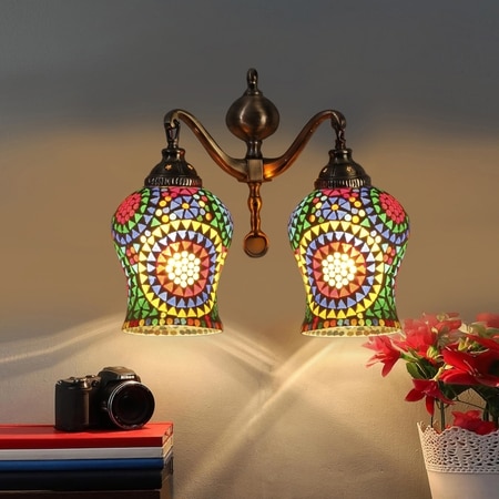Devansh Metal Electric Wall Light in Multi Colour with Multi Shade Count of 2 Lights