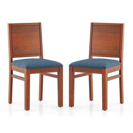 Atlas Dining Chairs Set Of 2 Finish Honey Colour Baltic Blue