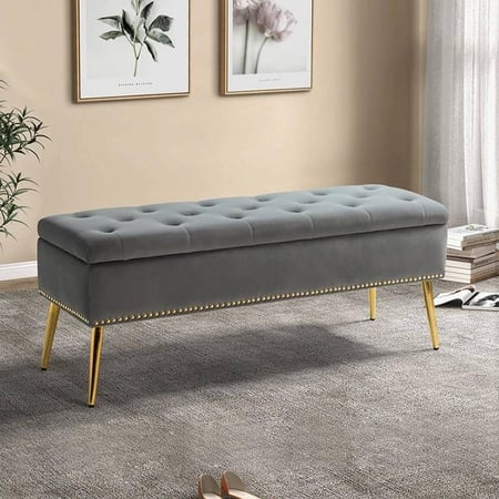 Kajana 2 Ottoman with Storage Color in Dark Grey