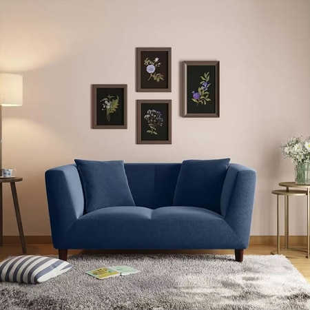 Janet 2 Seater Fabric Loveseat In Lapis Blue Colour
