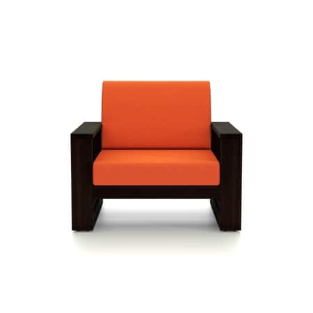 Parson 1 Seater Wooden Sofa In American Walnut Finish & Lava Colour