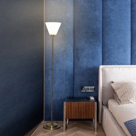 Rise Single Light Uplighter Floor Lamp   In Brass Finish