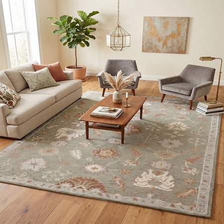 Carpet Khaki Wool Lewis Hand-Tufted By Saraswati Global