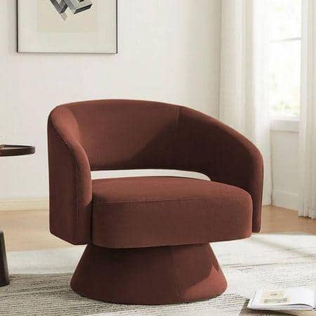 Aracell Swivel Solid Wood Round Chair in Pink Colour