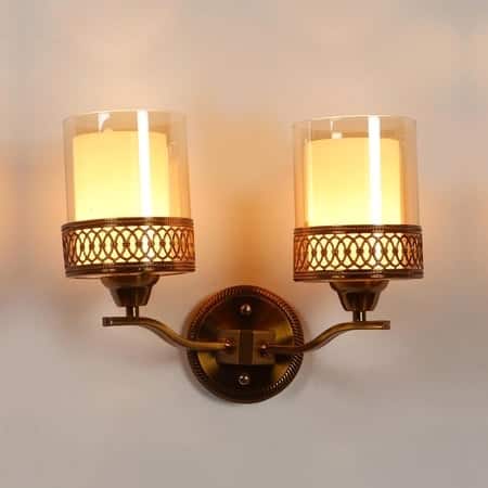 Eliante Gyan Iron Wall Light With Glass In Gold Colour
