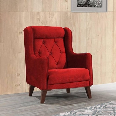 Ruby Solid Wood Accent Chair in Red Colour