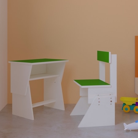 Utopia Extendable Toddler Study Desk and Chair Set in Verdant Green Colour