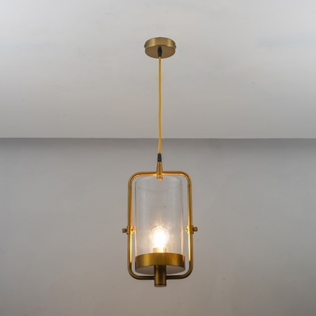 JUNIT Clear Glass & Brass Finish Metal Hanging Pendant Light