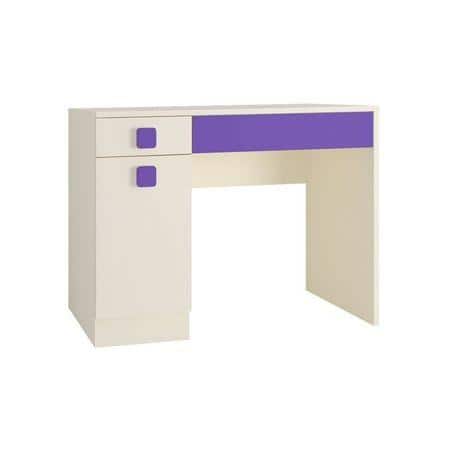 Kristina Kids Study Desk with Shuttered Cabinet and 2 Drawers in Light Wood Lavender Purple Colour