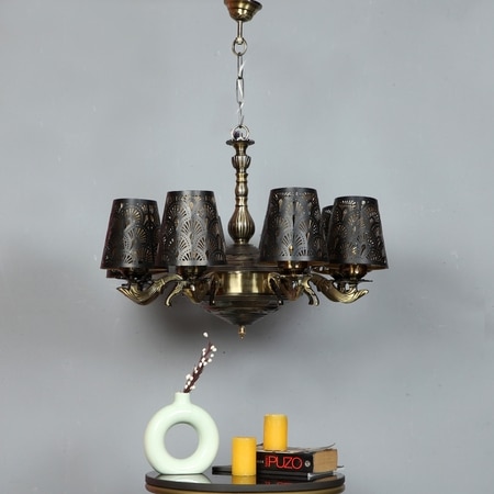 Devansh Gold Antique Wall Mounted Lamp With Black Cotton Shade