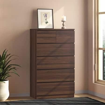 Bocado Tall Engineered Wood Chest of 6 Drawers in Columbian Walnut Finish