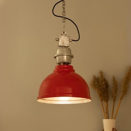 Ceramic Red Industrial Pendant Light