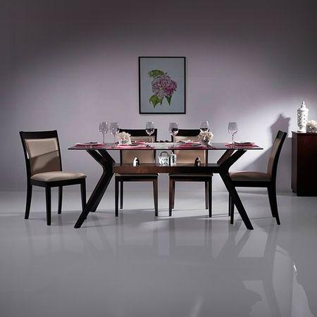 Wesley 6 Seater Dining Table In Dark Walnut Finish