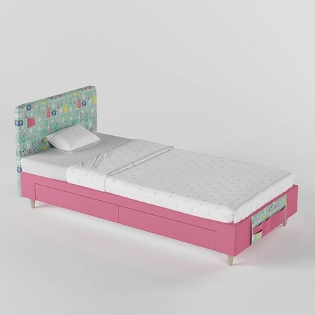 Color Play Engineered Wood Drawer Storage Bed in Coral Colour