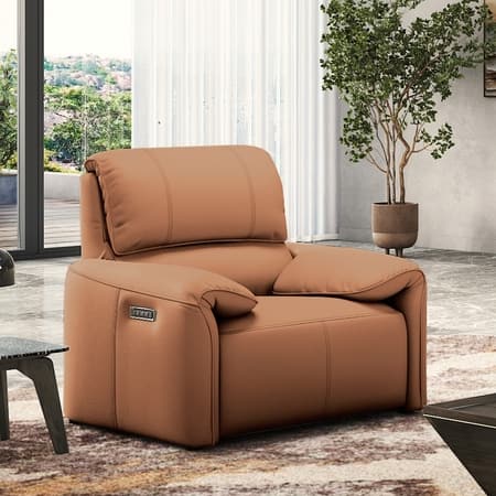 Leeroy Leather One Seater Motorized Recliner in Hazelnut Tan Colour