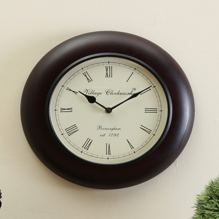 Wooden Black Matt Finish Round Wall Clock By Craft Tree/ Brown Clock