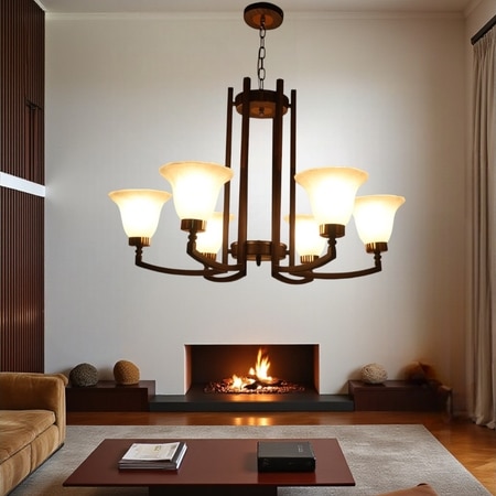 Eliante 6-Light Chandelier, Mild Steel Modern Ceiling Light Fixture For Living Room Dining Room