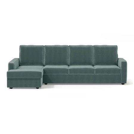 Apollo Sofa (Colour : Dusty Turquoise Velvet, Cushion : Soft, Back Type : High Back, Seating Capacity : Left Aligned 3 Seater + Left Aligned Chaise + Ottoman)