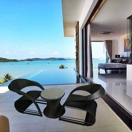 Bendigo Wicker Table And Chair Set In Black Finish