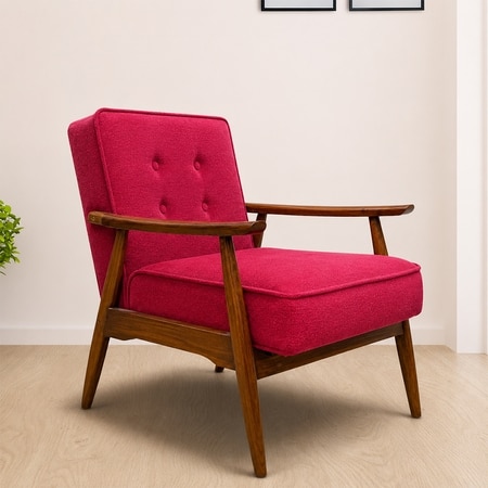 Armari Boucle Fabric Arm Chair in Red Colour