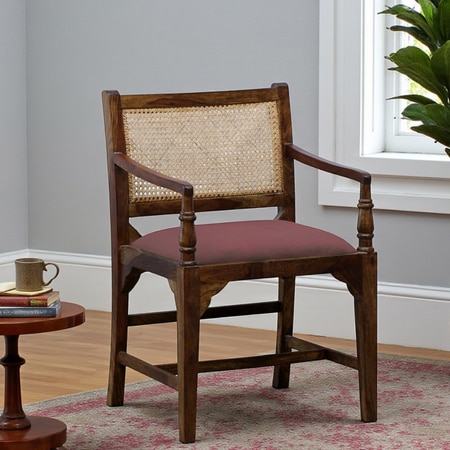 Provincial Cane & Suede Pink Accent Chair