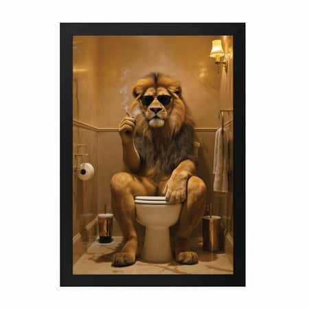 The Castle Decor Funny Lion Sunglasses Toilet Bathroom Wall Art 8x12 Inch
