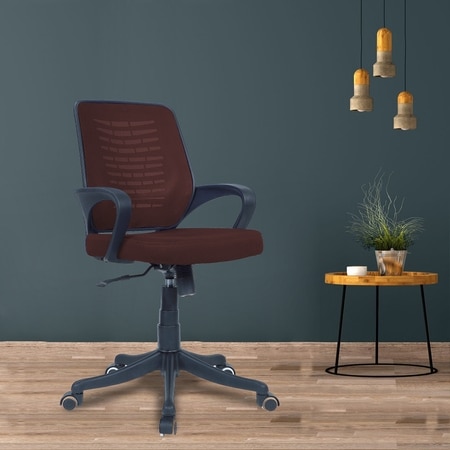 Diicea Mid Back Ergonomic Chair in Brown Colour