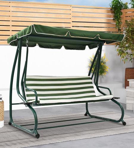 Thun Garden Swing Cum Bed In Green And White Finish