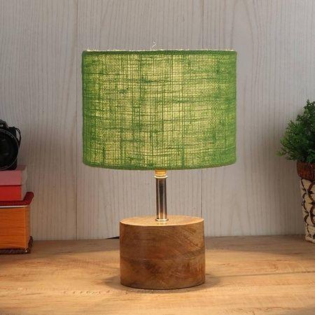 Halstead Green Natural Fiber Shade Table Lamp with Natural Wooden Base
