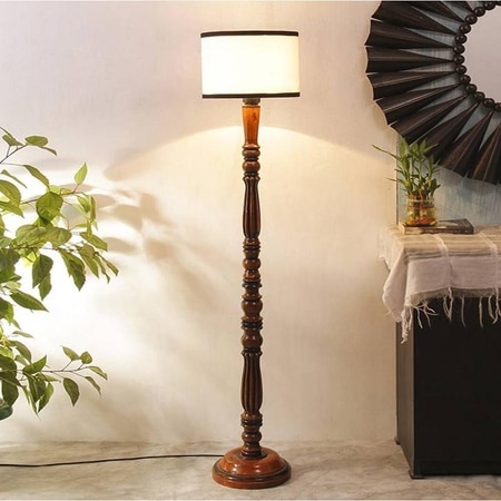 Cannon Brown Cotton Shade Floor Lamp