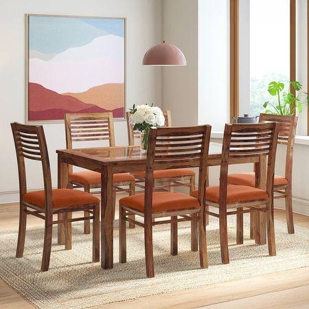 Floyd 6 Seater Dining Table Glass Top With Set Of 6 Zella Dining Chairs