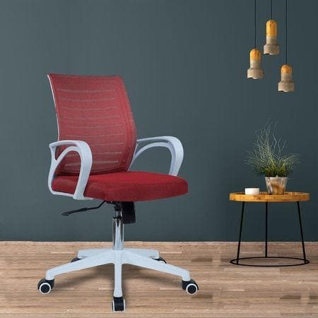 Mmarveal Mid Back Ergonomic Chair in Red Colour