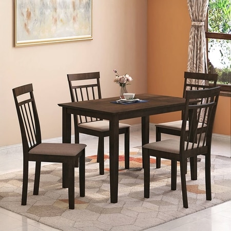 Ava 4 Seater Dining Table With 4 Chairs (Finish : Umber Walnut)
