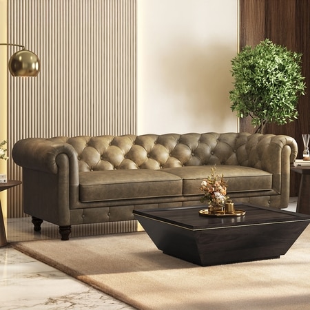 Winchester 3 Seater Luxury Italian Leather Sofa In Antique Moss