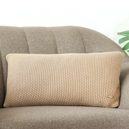 Moss Knit Cotton Cushion Cover  Cuban Sand 12X20  Inches