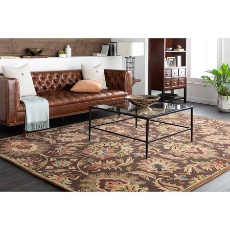 Brown Floral Wool 8x11 Carpet