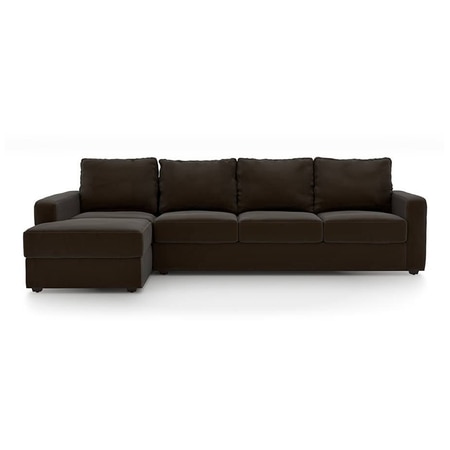 Apollo Compact Sofa (Colour : Chocolate, Cushion : Hard, Seating Capacity : Left Aligned 3 Seater + Left Aligned Chaise)