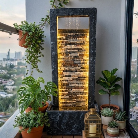 Dark Grey Rippled Slate Water Fountain