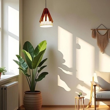 Flue Brown Solid Wood Single Hanging Light