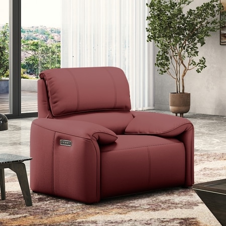 Leeroy Leather One Seater Motorized Recliner in Red Dahlia Colour