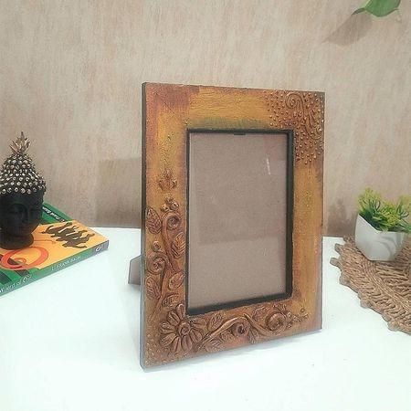 Mustard Rustic Marble dust art hand work Photo Frame
